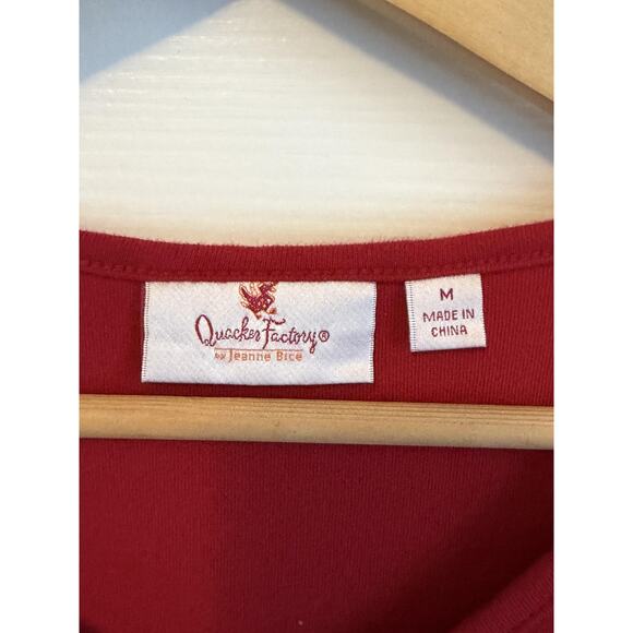 VTG Quacker Factory Shirt Womens M Embroidered Art To Wear Fall Leaves Cottage - Picture 4 of 10